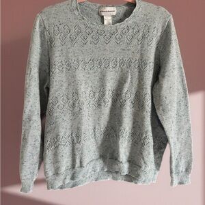 Alfred Dunner Light Blue Patterned Sweater